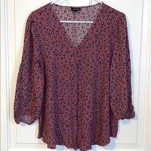 Purple and Light Blue Cheetah Print Top - Petite